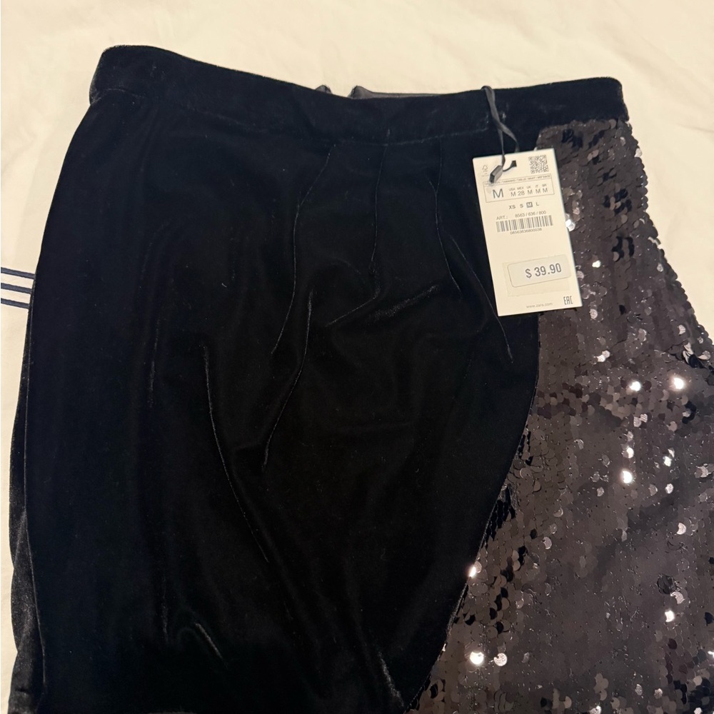 Zara Black Sequin Mini Skirt